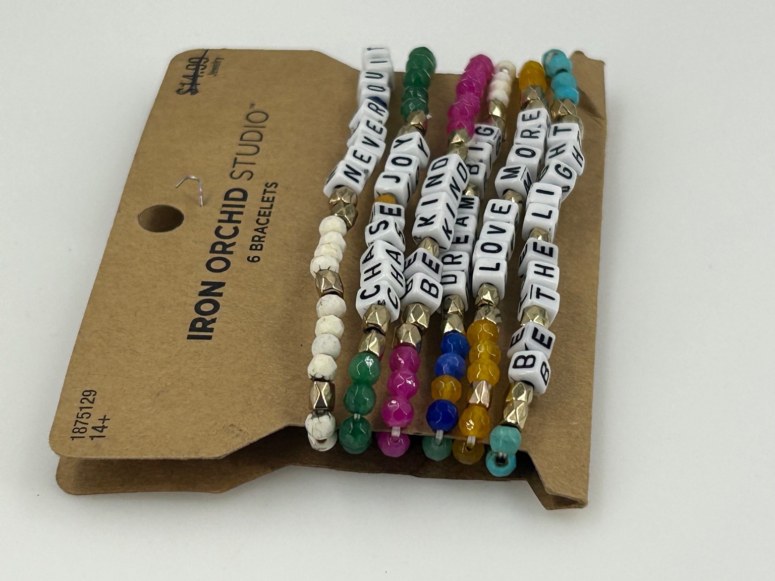 Iron Orchid Studio Beaded Stretch Bracelet Set Inspirational Words