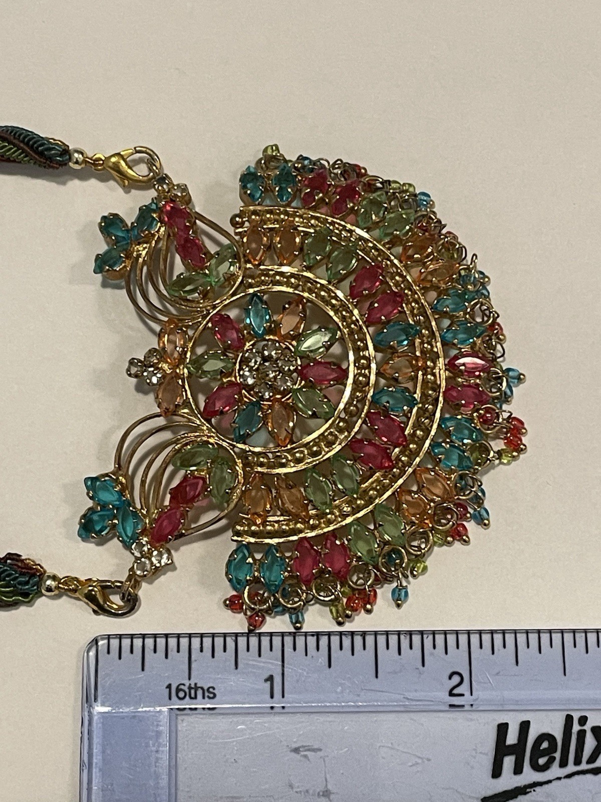 Vintage India Jadau Kundan Style Bollywood Gold Tone Bib Necklace