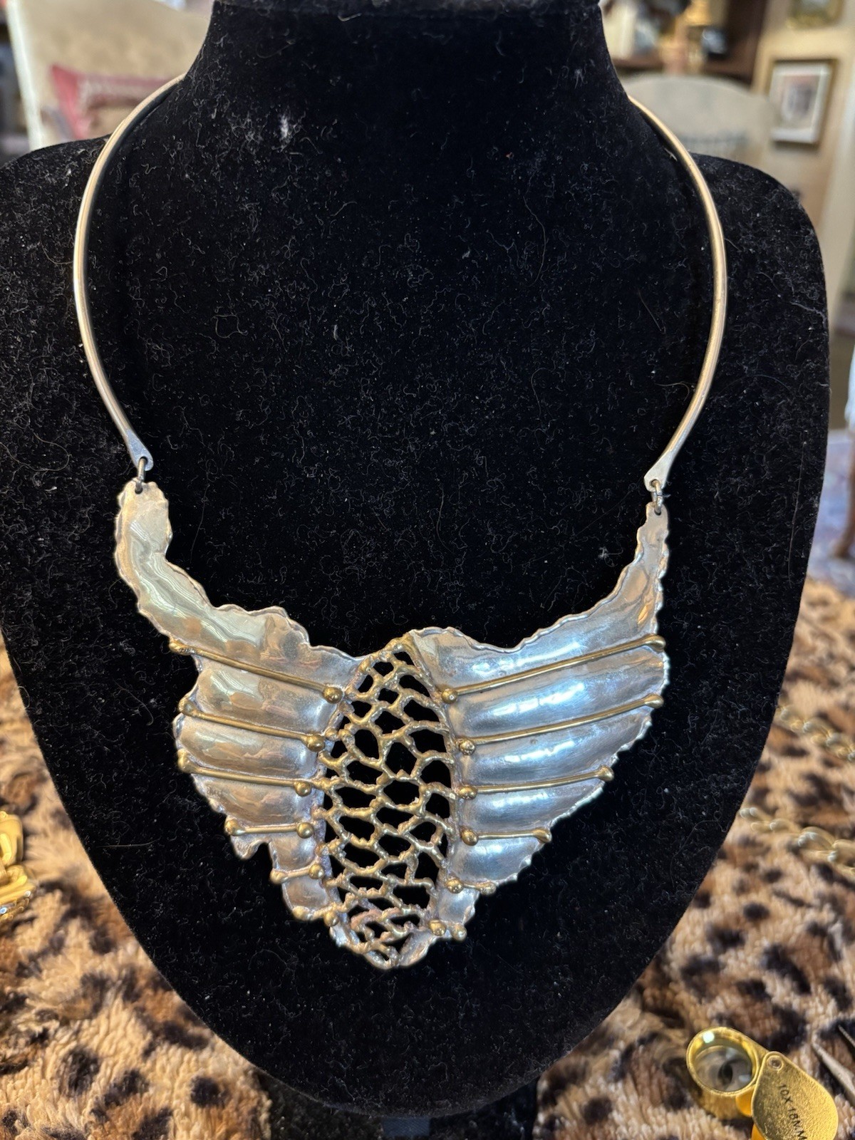 Brutalist Style Statement Silver Necklace