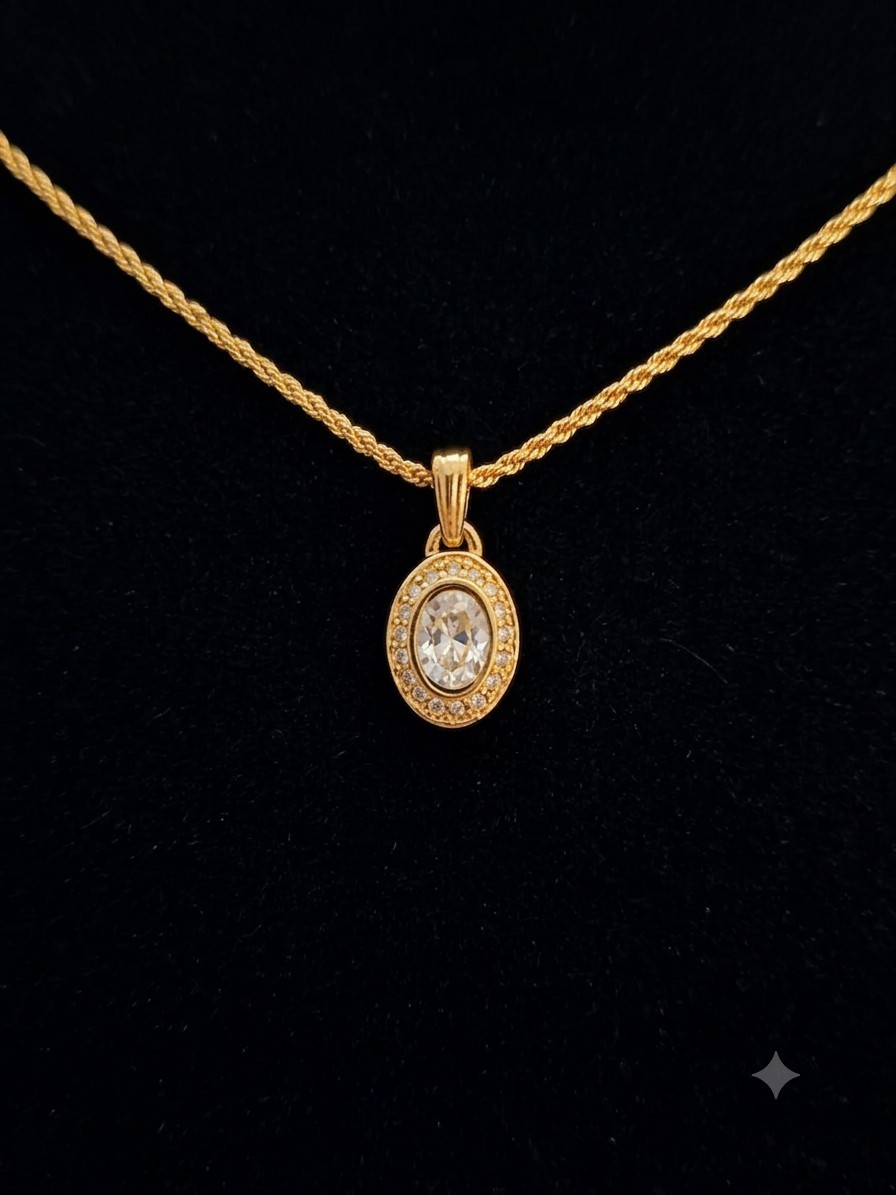VINTAGE 1970s NAPIER GOLDTONE CHAIN WITH SPARKLE PENDANT