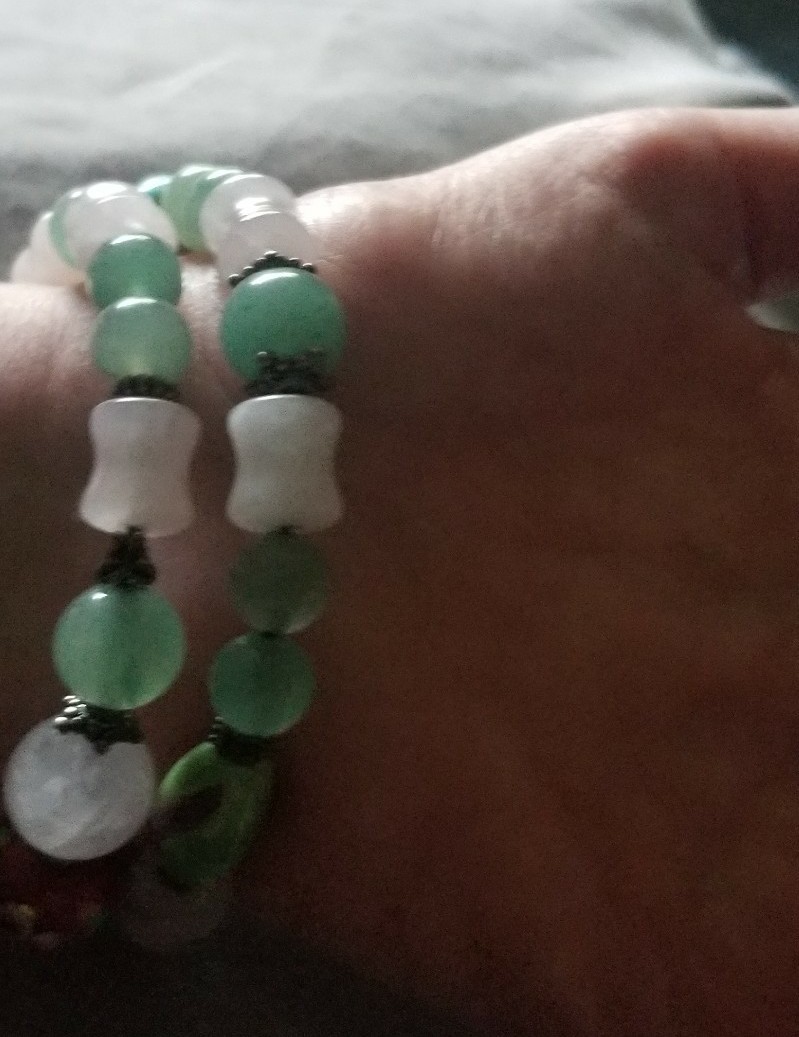 vintage wrap bracelet sterling silver green and lavender jadeite cloisonne beads