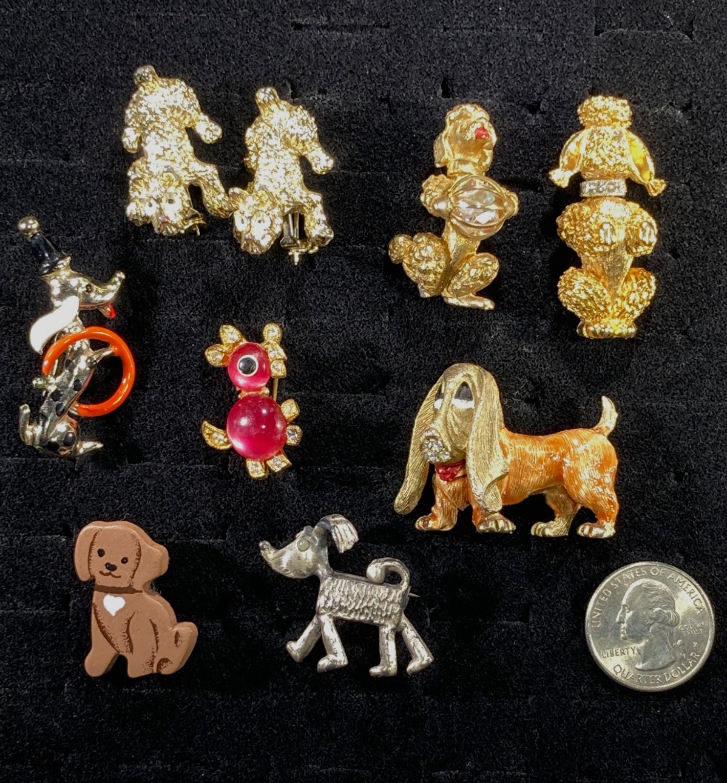 16pc Vintage Animal Lot Cat Dog Mice Brooch Pin Craft Wear Repair Figural Retro