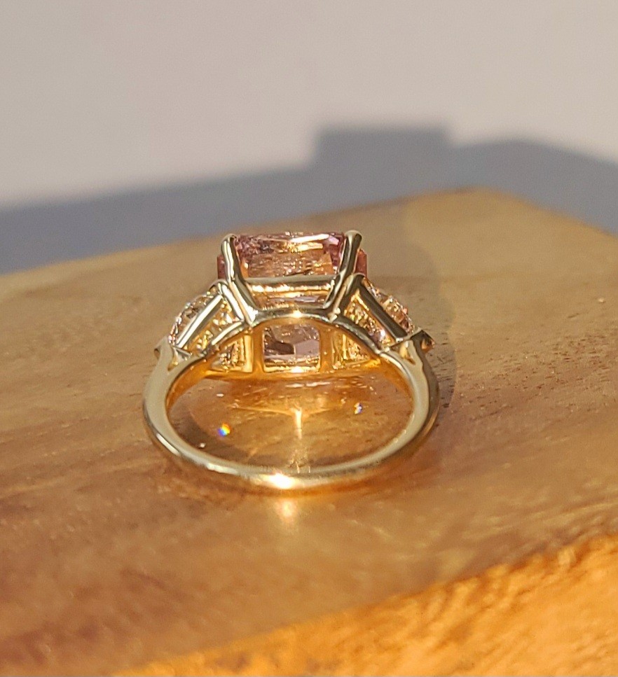 Vintage 14k Yellow Gold Engagement Ring 7.64ct. Natural Pink Tourmaline Radiant