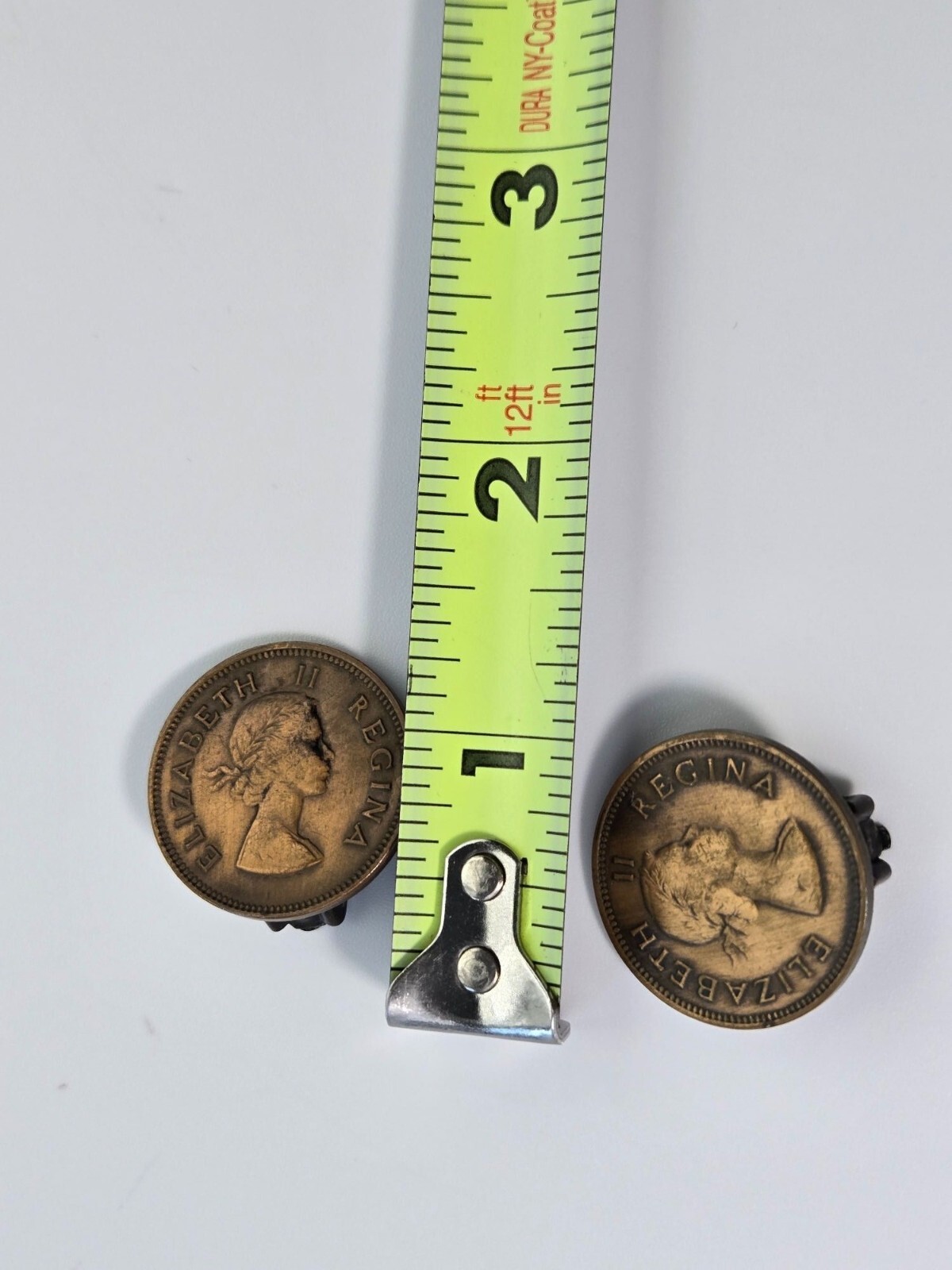 Vintage Penny Coin Clip-On Earrings Elizabeth II South Africa 1957 Patina