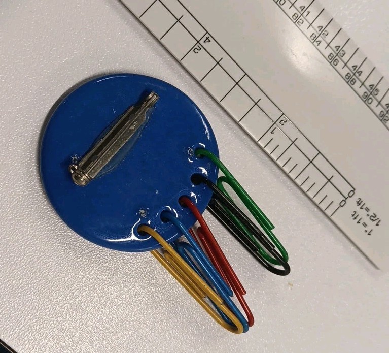 1980s Paper Clip Brooch Unsigned Beauty Abstract Modern Art Pin Colorful