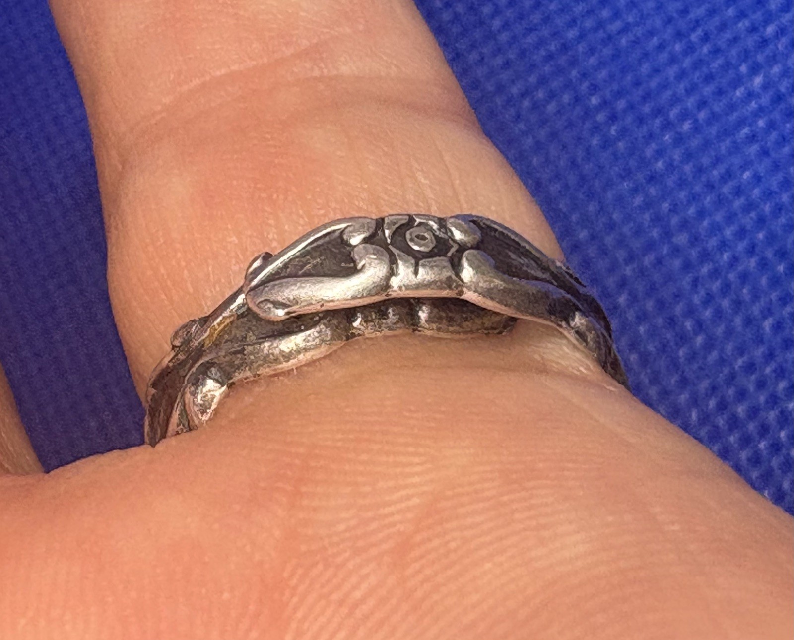(26) 1920-1930s Antique Vintage 925 Sterling Silver Ring Adjustable – Floral