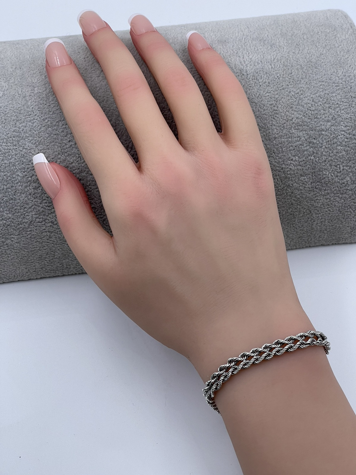 Vintage 925 Sterling Silver Bracelet Size 7 Width 6.4MM Double Braid