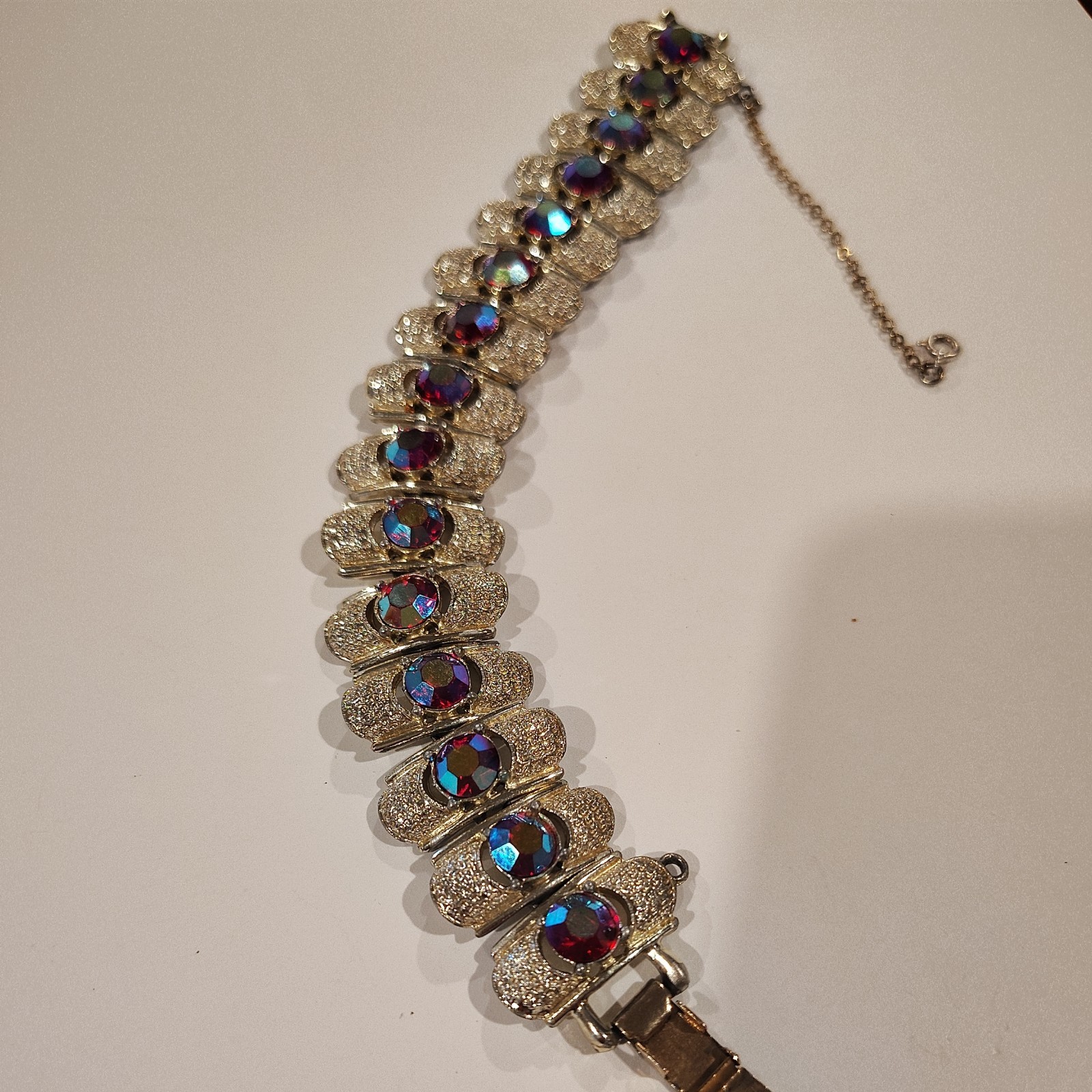 Coro Vintage Pegasus Rhinestone Bracelet Aurora Borealis 6″ Ladies Bracelet NICE