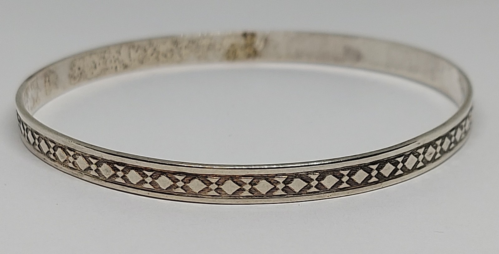 Vintage Sterling BANGLE Bracelet Signed DANECRAFT geometric design