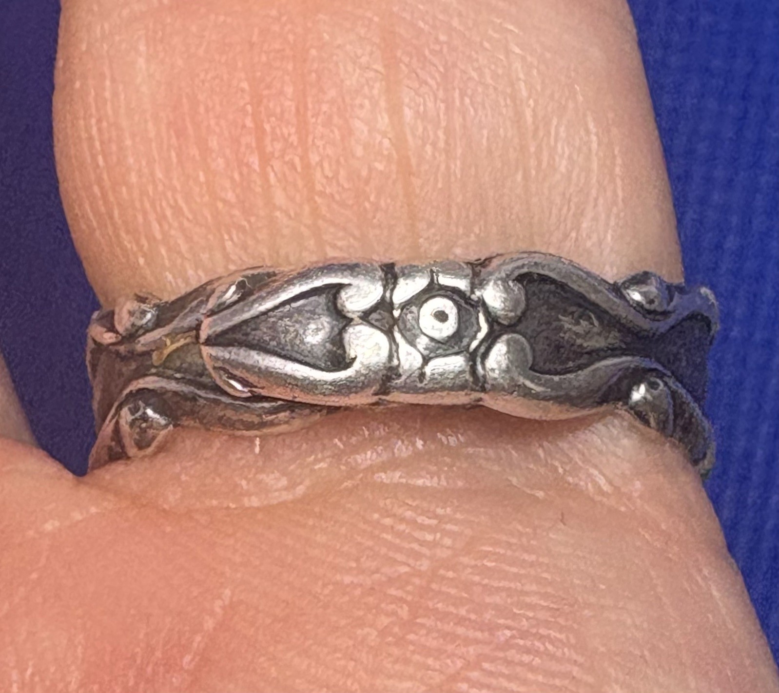 (26) 1920-1930s Antique Vintage 925 Sterling Silver Ring Adjustable – Floral