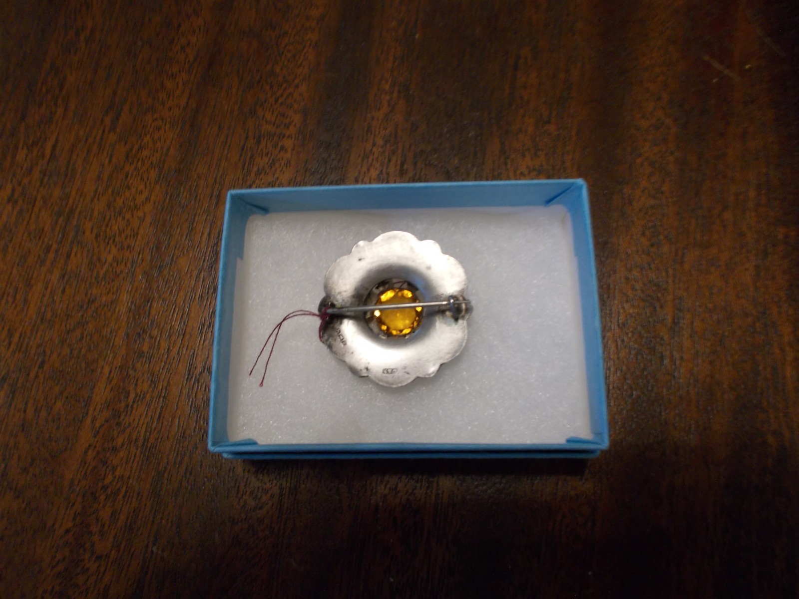 Antique Victorian Scottish Silver/Agate Brooch Pin With Deep Orange Cairngorm