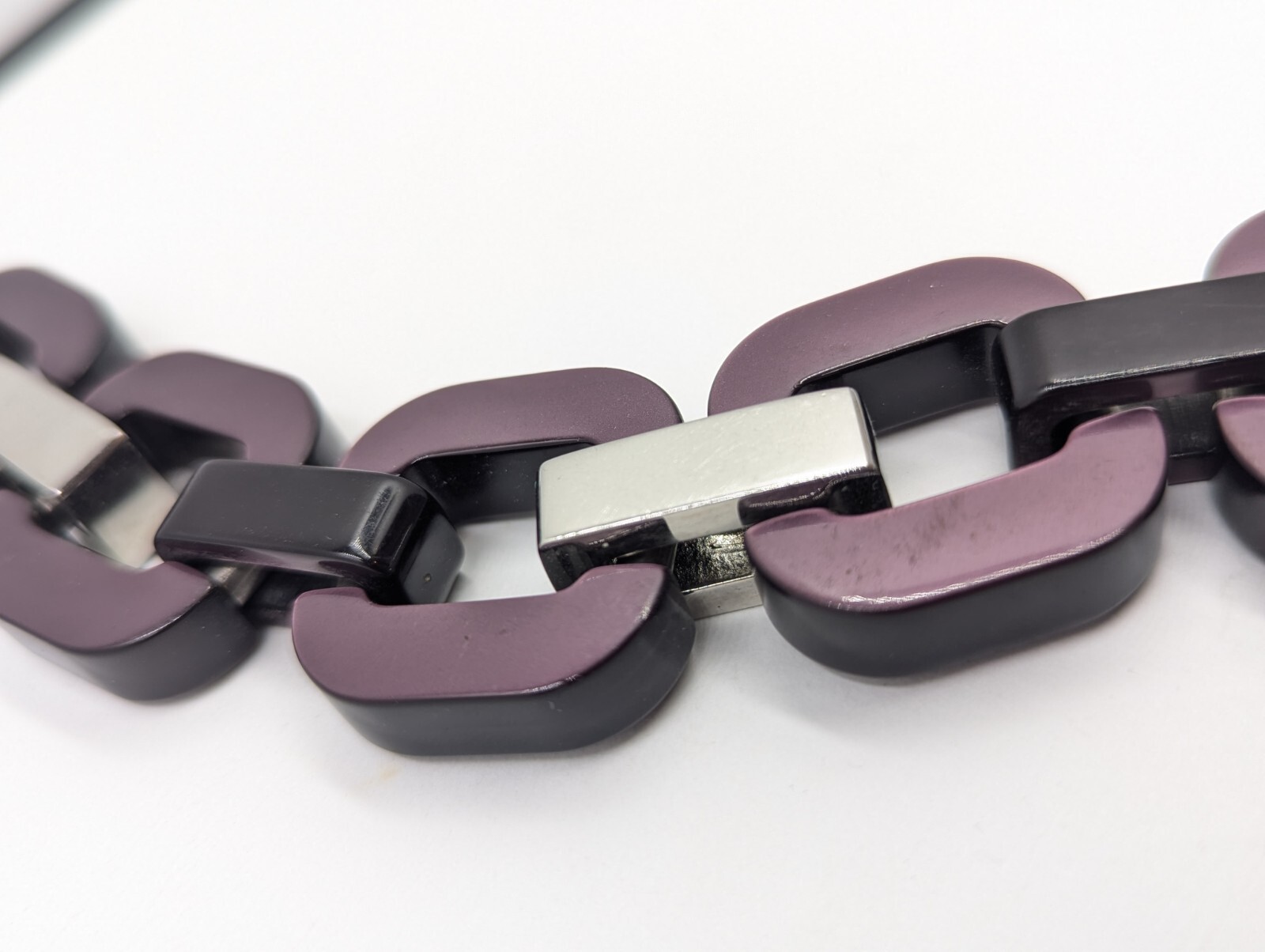 BRENNER DEROME France Chunky Modern Style Acetate PURPLE Link Bracelet U020