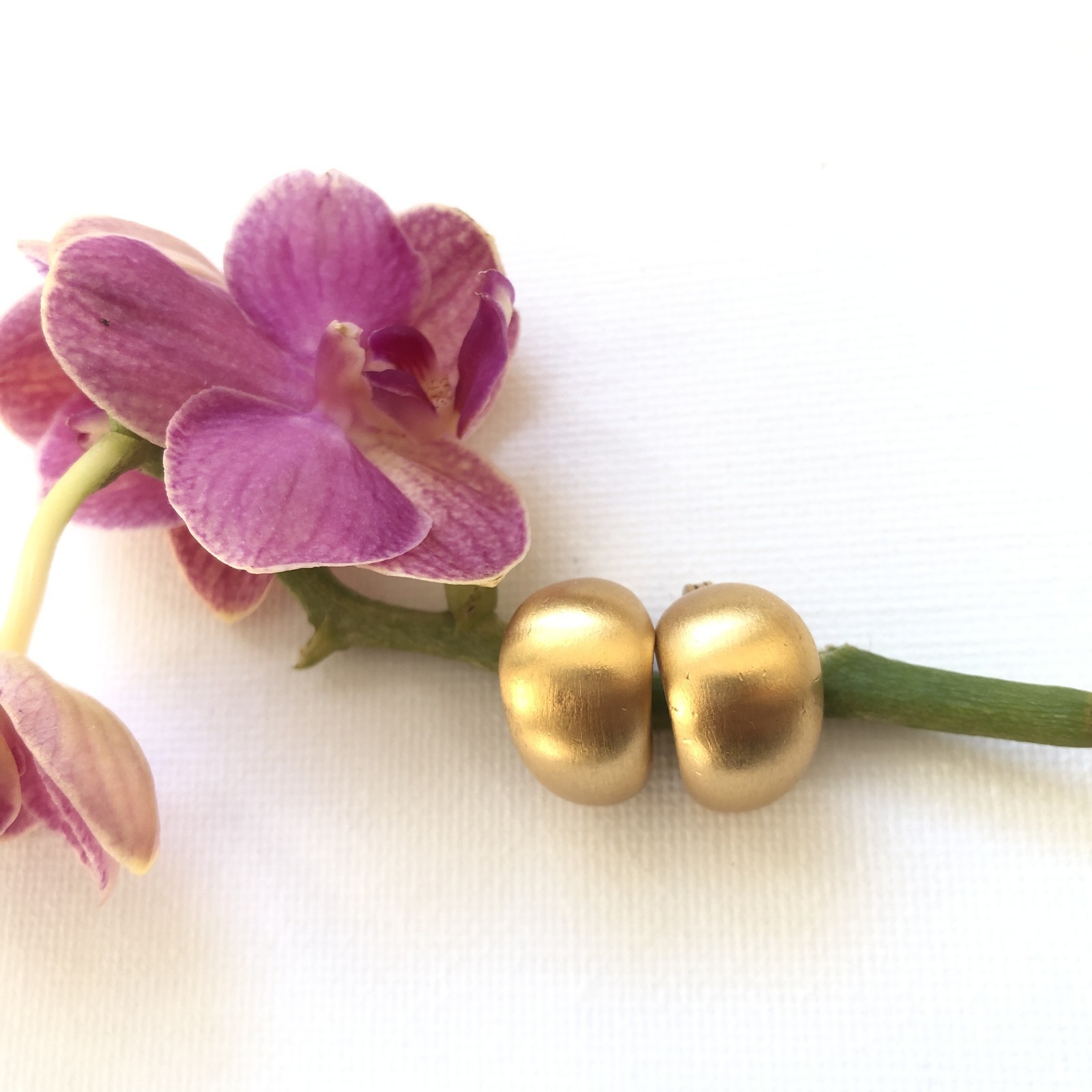Vintage Monet Matte Gold-tone Chunky Clip-on Hoop Earrings.