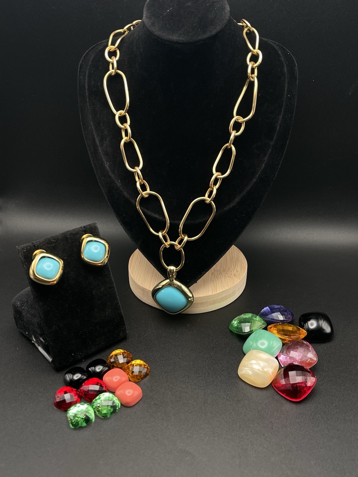 🔥JOAN RIVERS Interchangeable Link Necklace & Earring Set Multiple Colors.