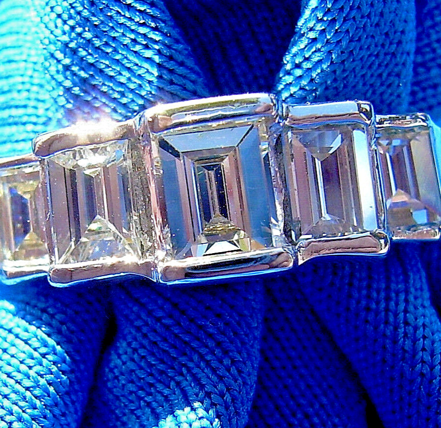 Original EARTH MINED DIAMOND Vintage Band Deco Emerald cut Engagement Ring 14K