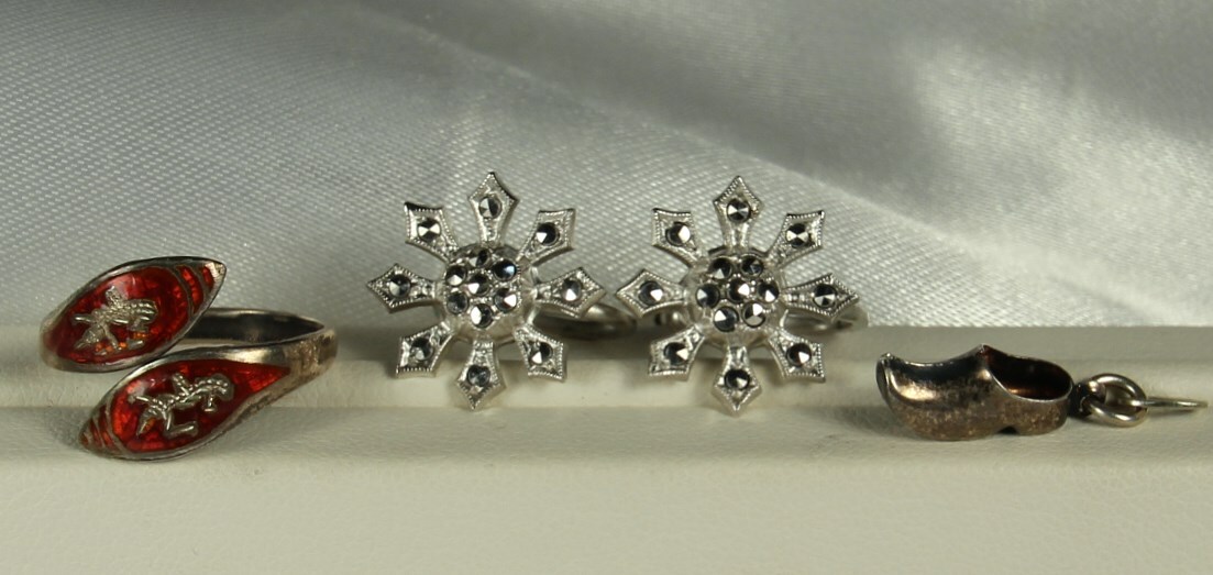 Vintage STERLING Mixed Jewelry Lot Silver Filigree Pearls Garnets Art Deco 97.4g