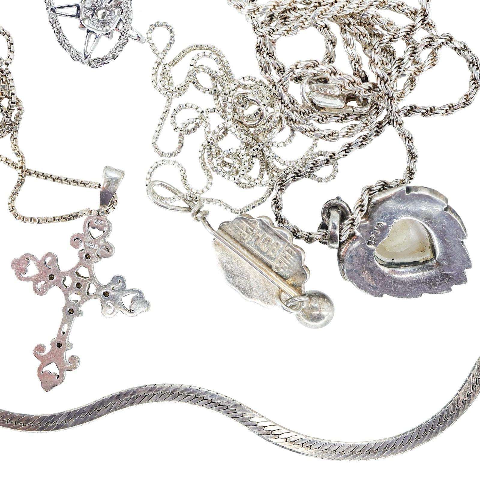 Lot 15pc WEARABLE Sterling Silver Jewelry Necklaces Earrings Art Deco Etc