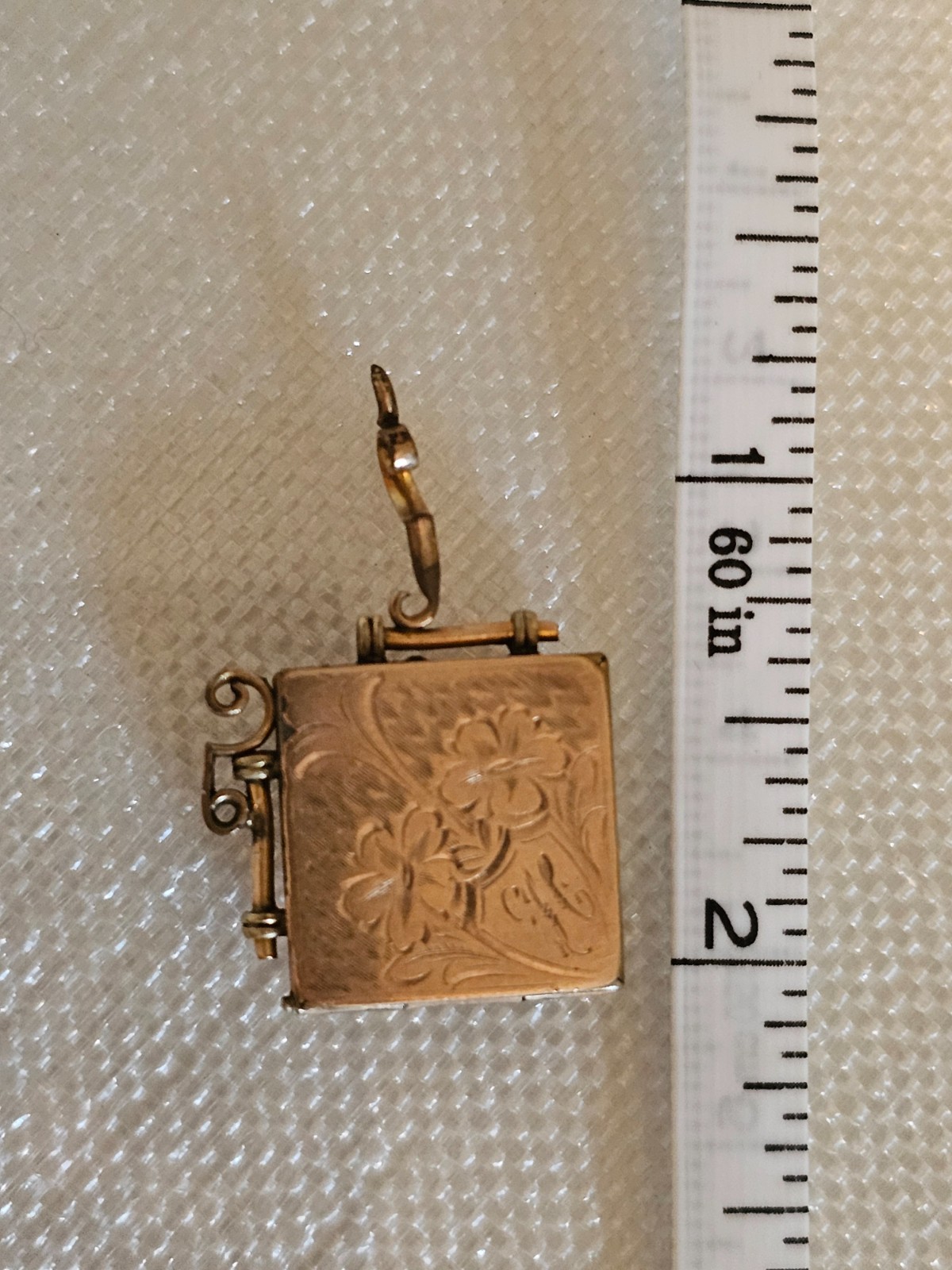 Necklace Locket Victorian Square Engraved 100 Years Old Gold Filled Vintage