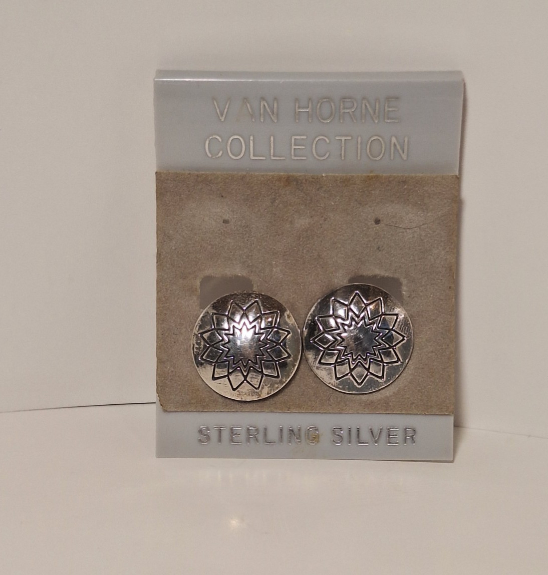 Vintage Van Horne Sterling Silver Starburst Clip-on Earrings