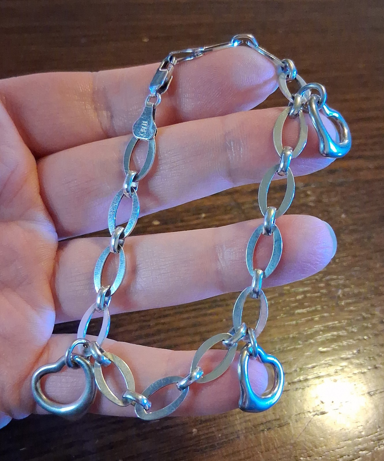 Vintage Sterling Heart Charm 8″ Chain Bracelet 13g See Pics/Description