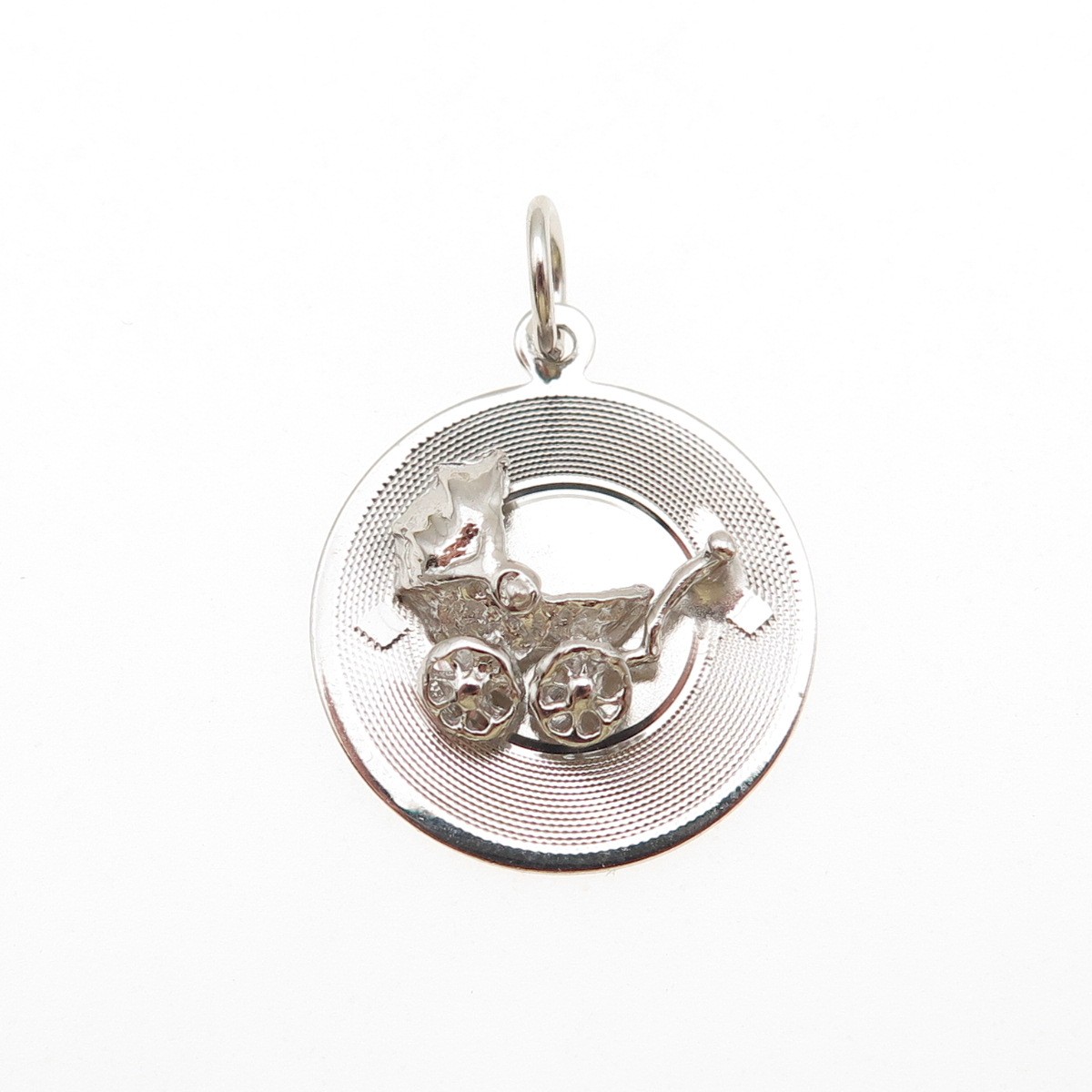 925 Sterling Silver Vintage Baby Stroller Charm Pendant