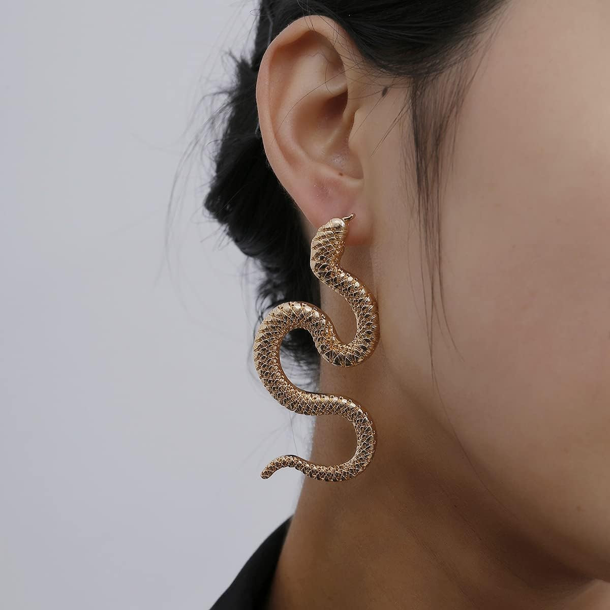 Gold Snake Earrings – Vintage Punk Minimalist Serpent Drop Dangle Trendy Long Sn