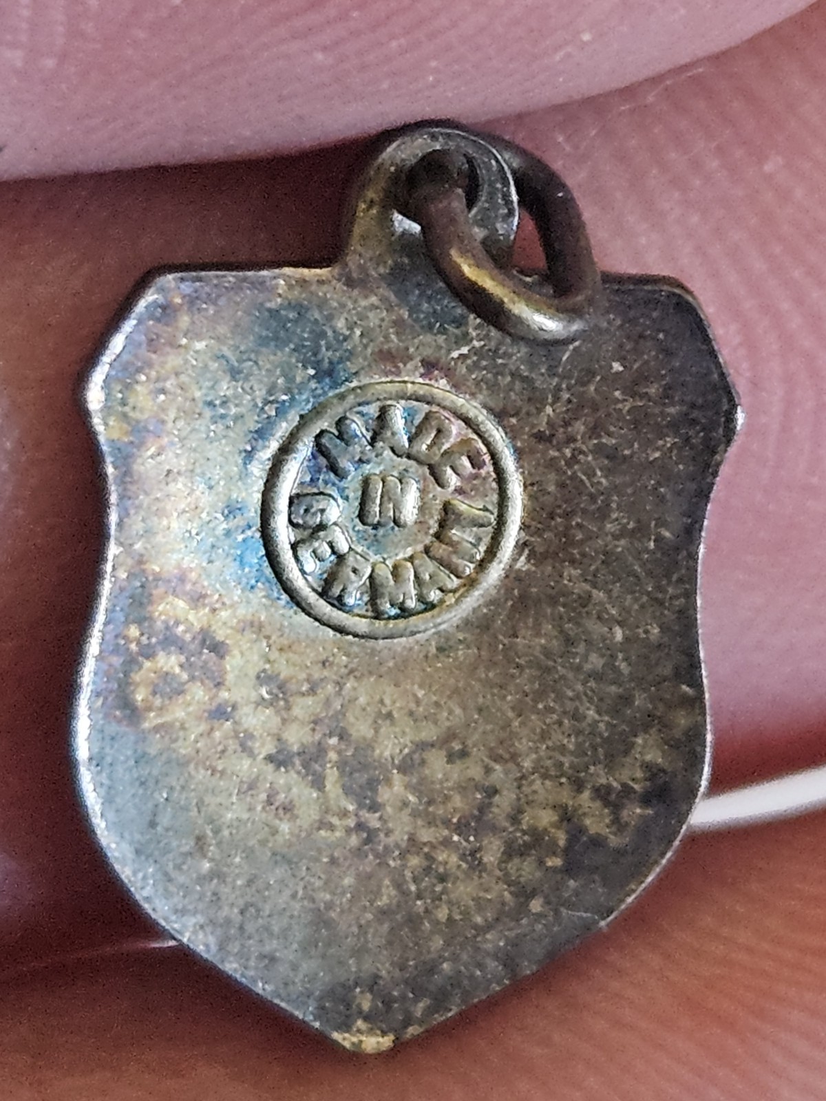 Vintage Silver Tone Hollywood California Shield Travel Charm Made In Germany