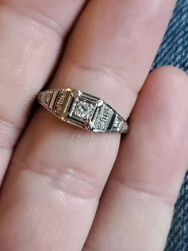 2.5CtArt Deco Style Round Lab Created Diamond Engagement 14K White Gold FN Ring