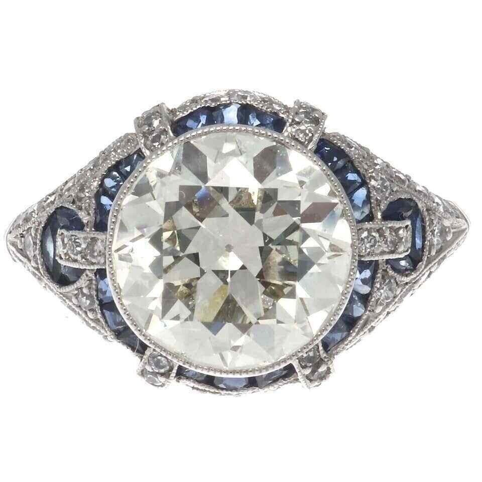 5Ct Art Deco Style Lab Created Diamond Engagement Wedding 14K White Gold FN Ring