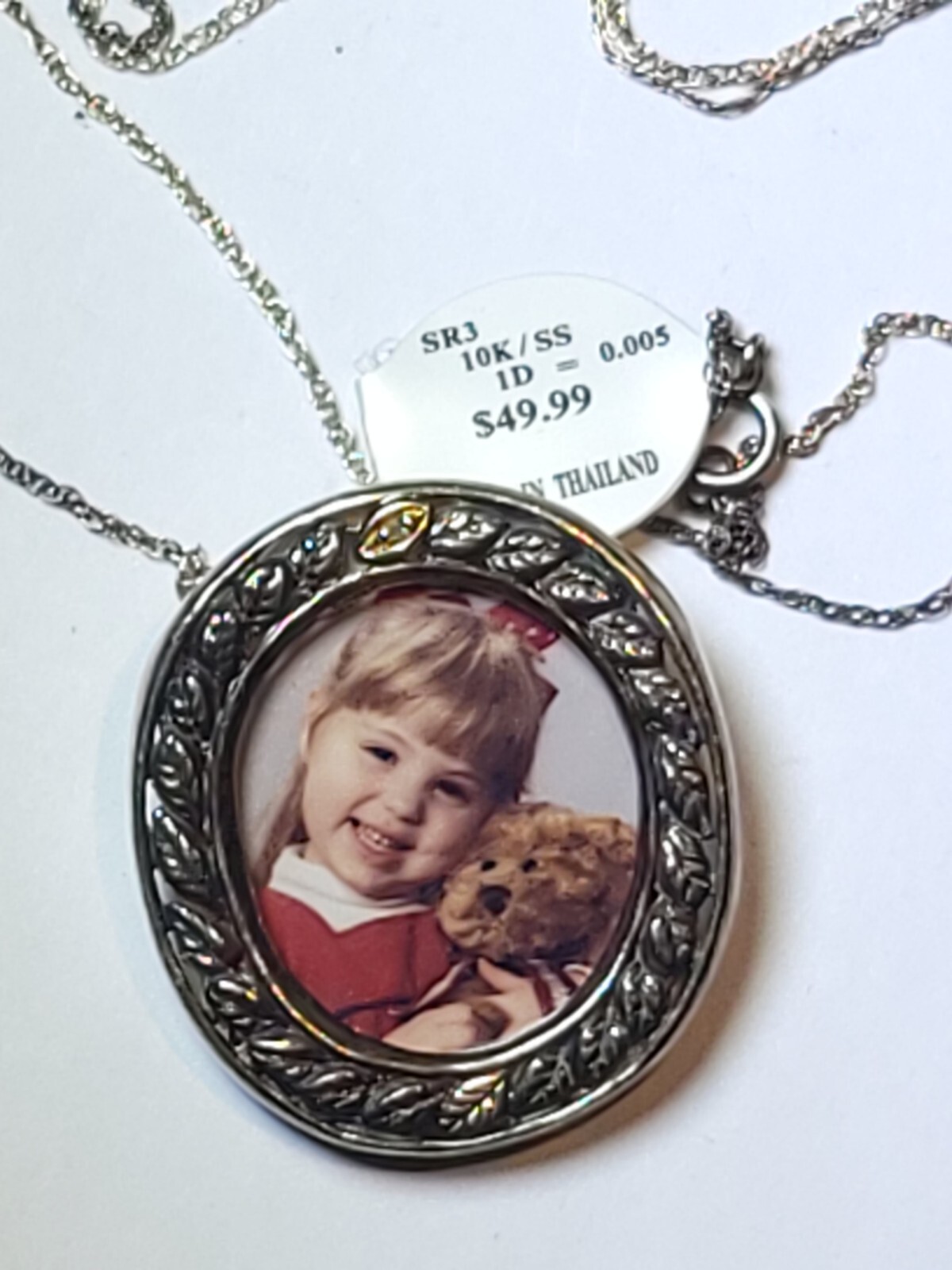 Sterling Silver 10k Gold & Diamond Vintage Mini Picture Frame / Pendant / Brooch
