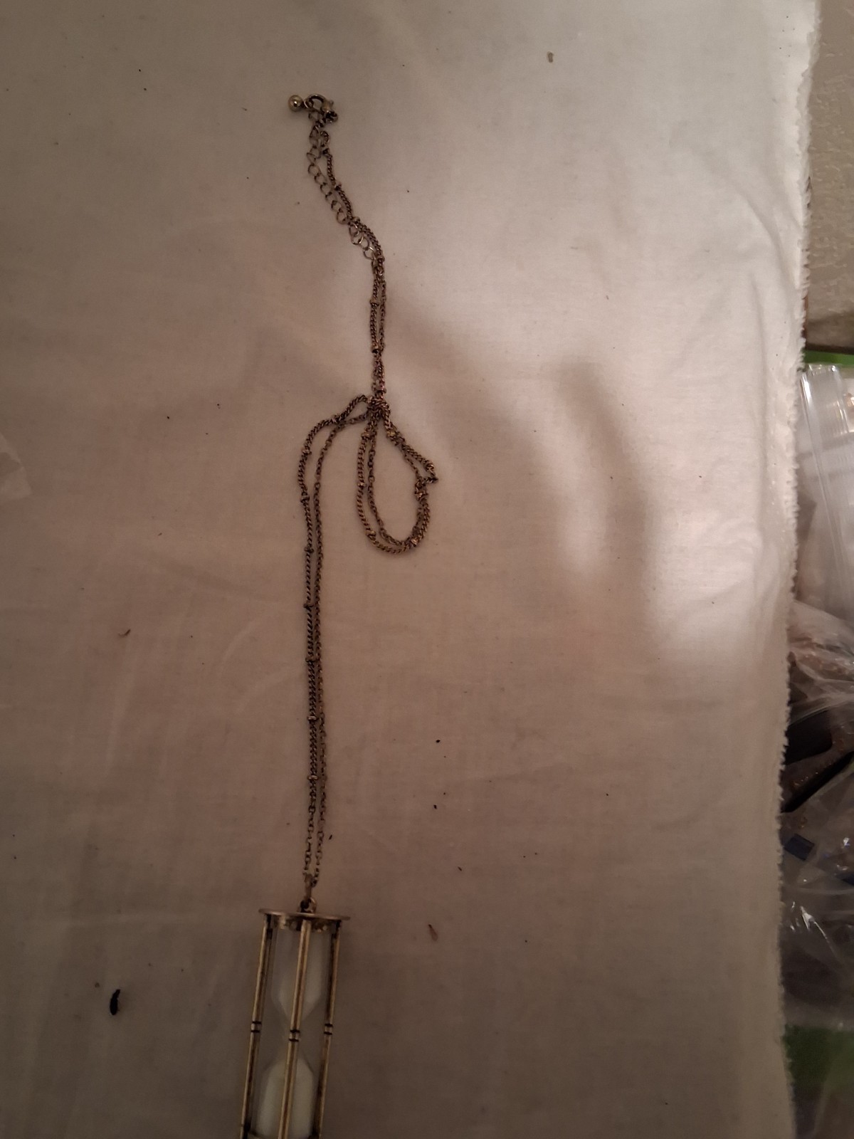 Vintage Hourglass, 3D Sand Timer, Necklace, 18” Chain