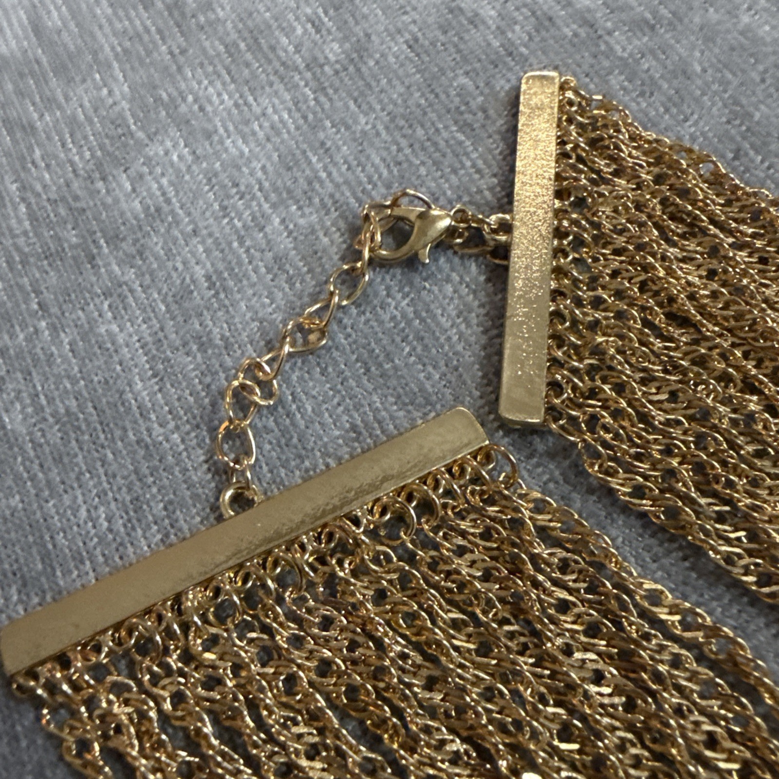 Vintage Gold Tone Multi Chain Cascading Statement Necklace