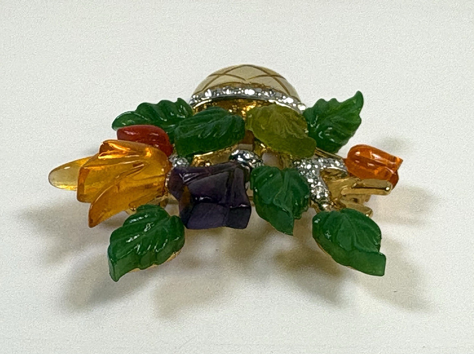 Vintage JC Joseph Cleary Lucite Flower Vase Basket Brooch 1960s MCm