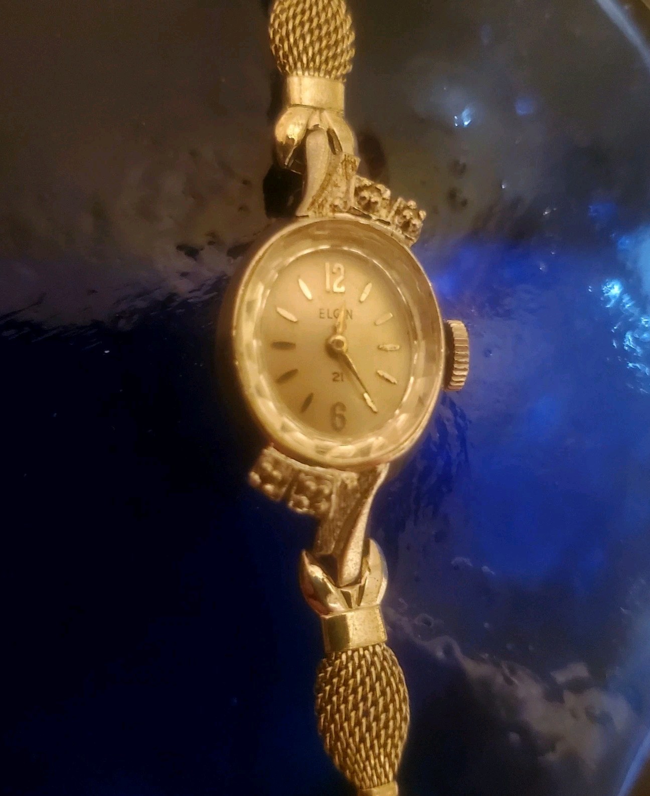 Vintage Elgin 10k Bezel Diamonds Speidel 10k Band 21 Gem Working