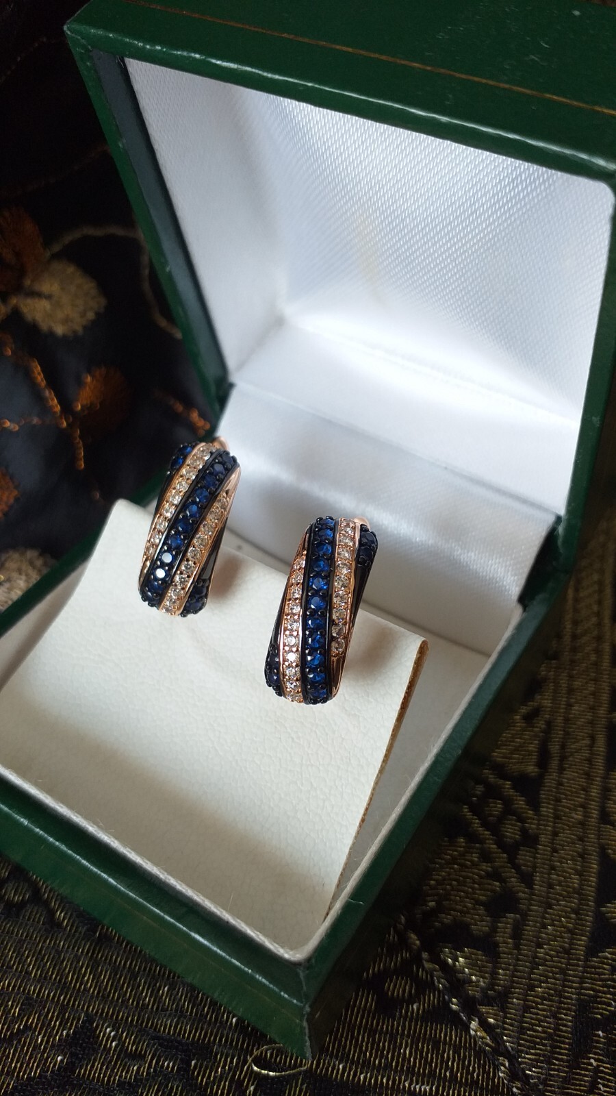 Vintage 1990-s 14 Ct Rolled Gold Sapphire Zircons Earrings- Hallmarked 585 RG