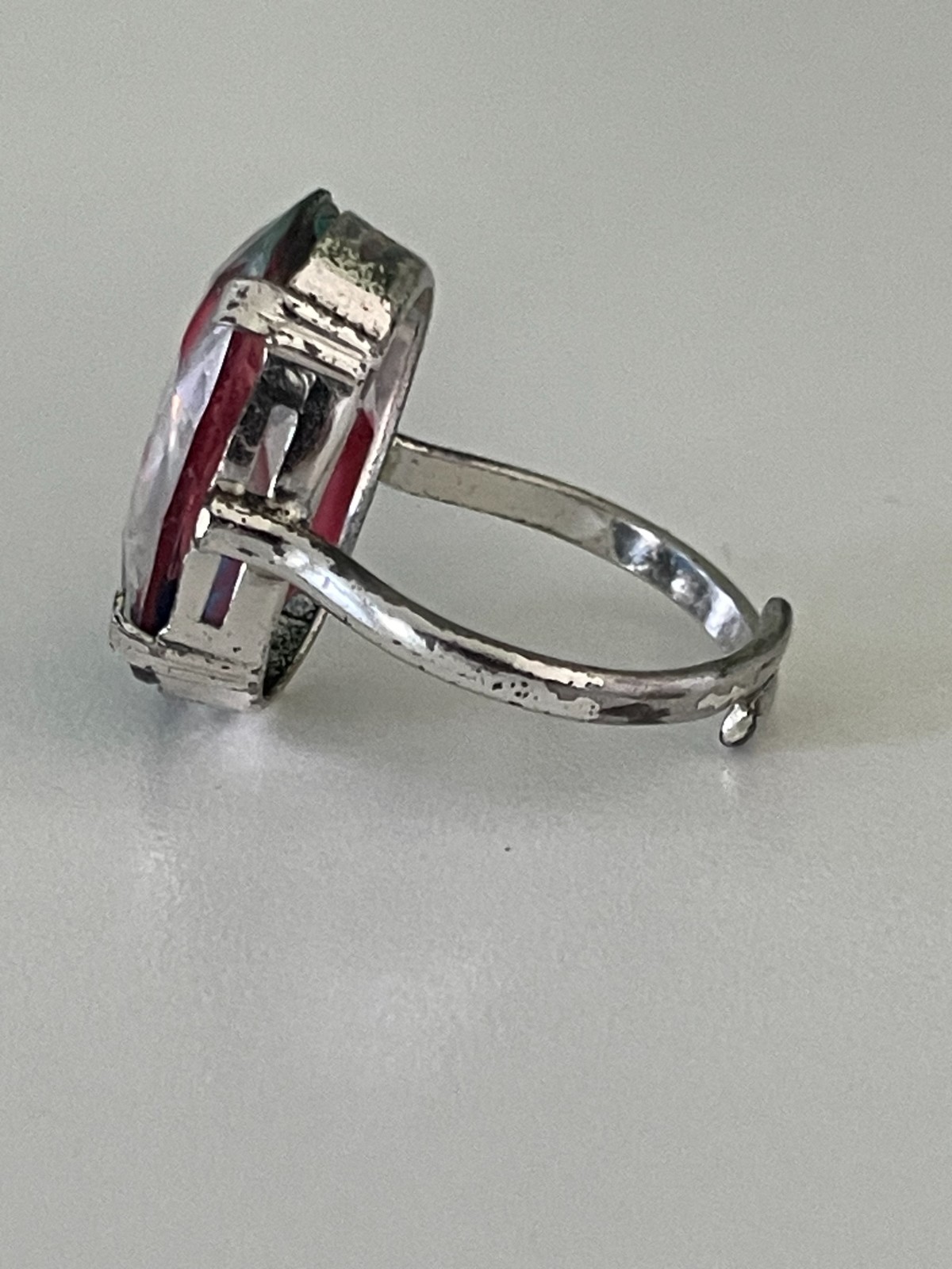 Vintage Crystal Rainbow 835 Silver Screw Back Earrings and Adjustable Ring
