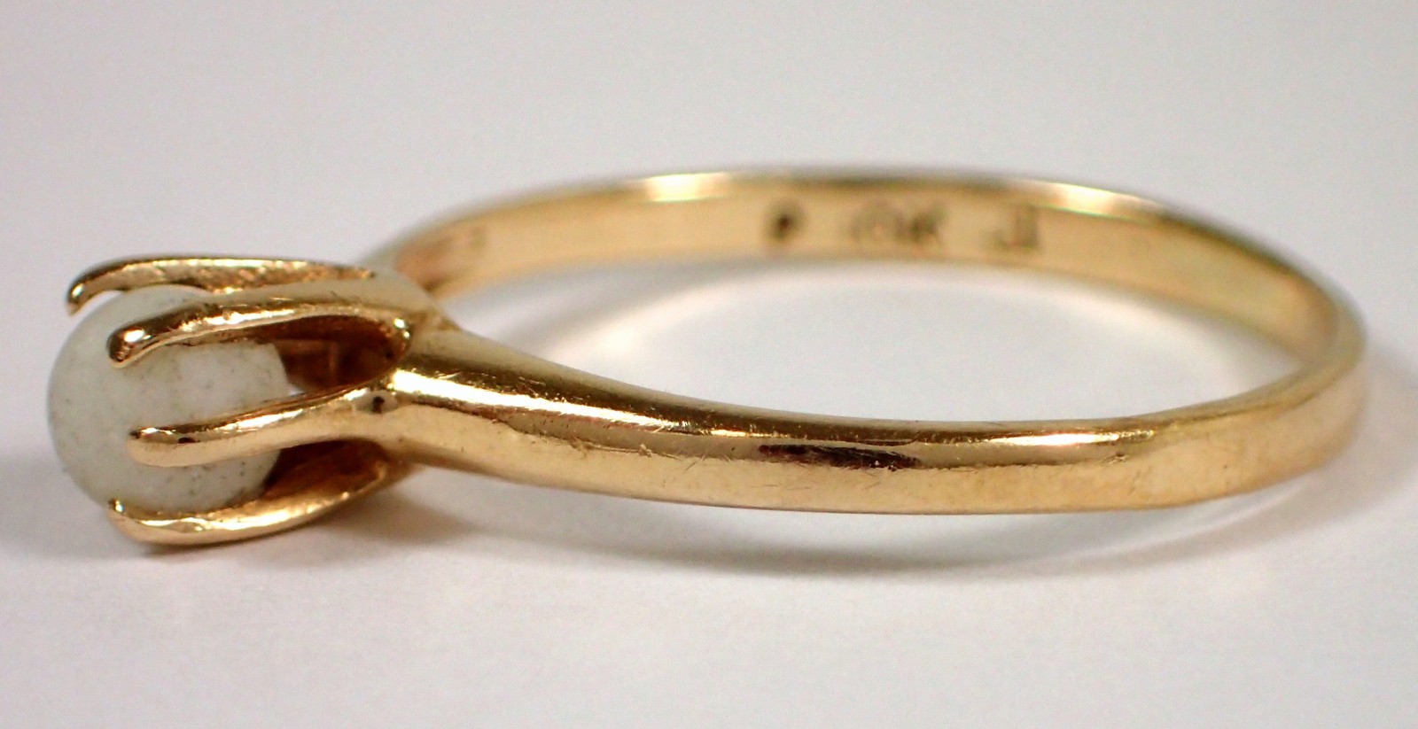 Antique Victorian 1.1g SOLID 10k Yellow Gold Prong Set White Stone Ring Sz 5.5