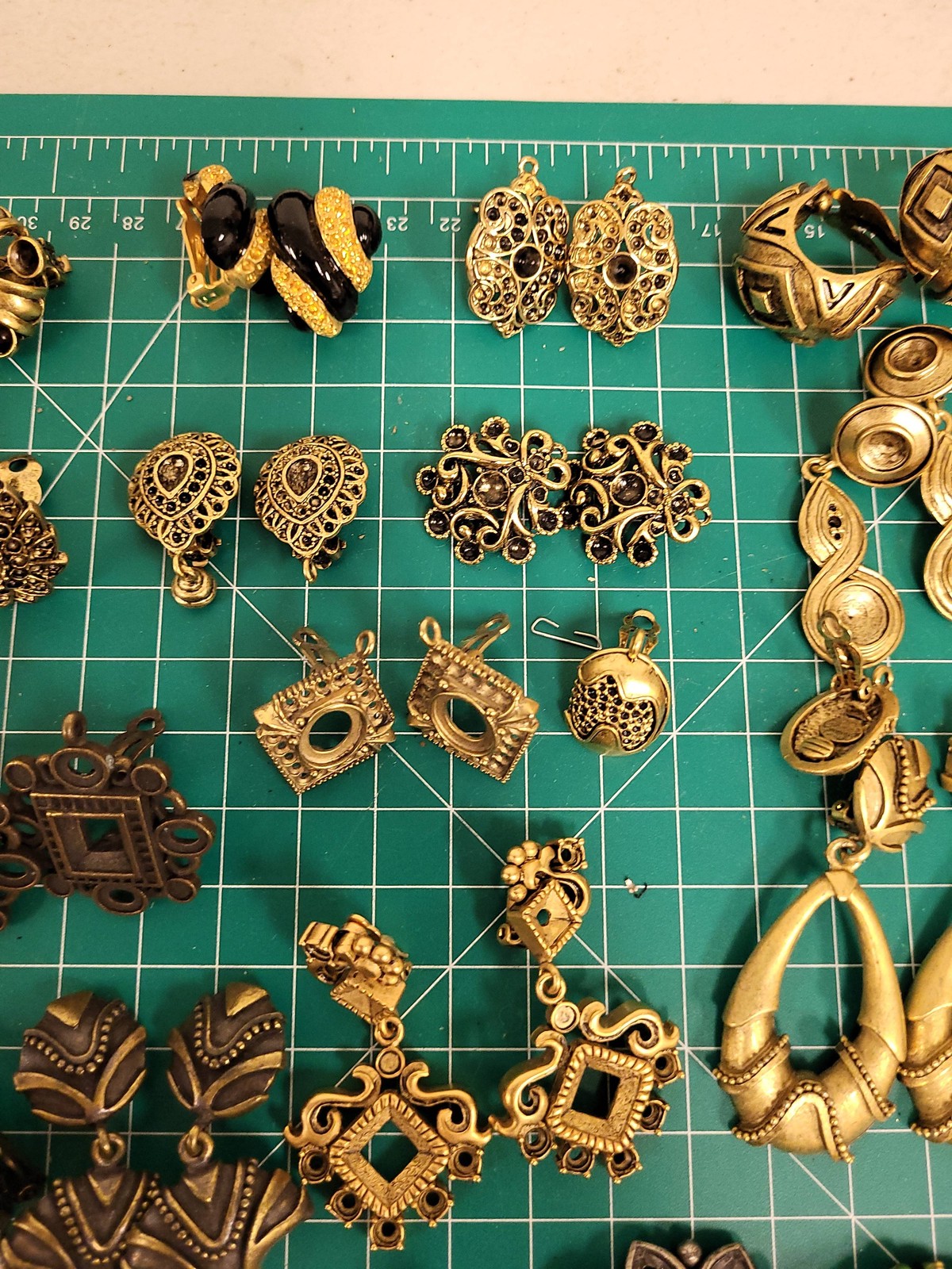 Vintage Costume Jewelry Lot Earrings Clip On Mixed Styles Materials Craft Supply
