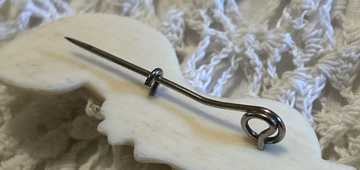 Art Deco Eye Catching Carved Bovine Bone African Profile Brooch C Clasp