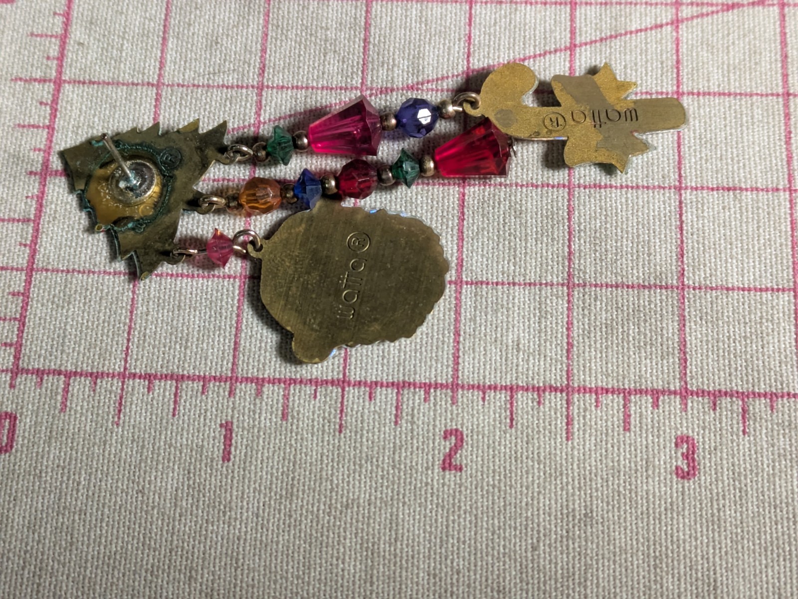 Vtg 80s (2) Watta KCFA Laundry Christmas Santa Earrings Lunch At The Ritz -like