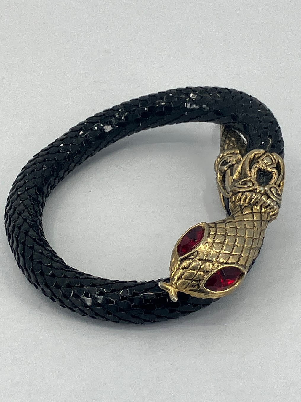 Vintage Snake Bracelet Black Mesh Bypass Wrap DL Auld
