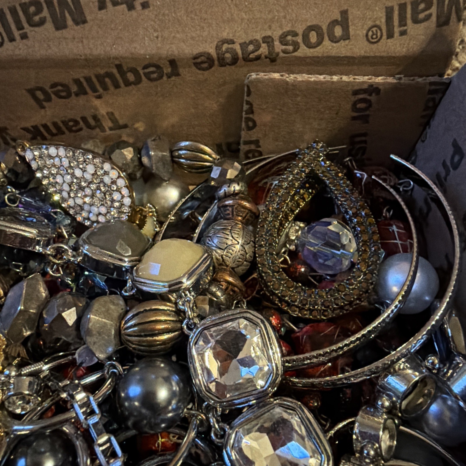 Vintage to Now Jewelry Lot All Wearable Untested. No Junk. Box B8 Rhinestones