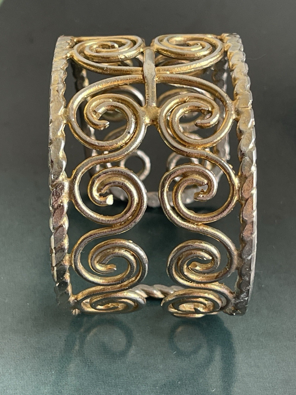 Rare Signed Ugo Correani Two Tone Open Cuff Bracelet Vintage
