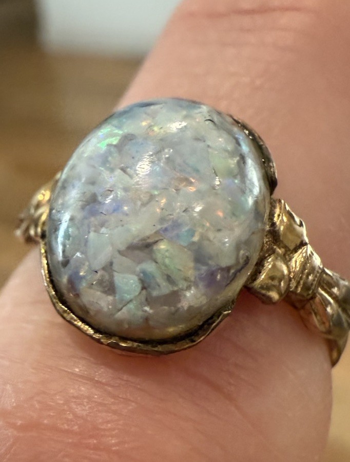 Vintage C&C Clark Coombs 10k Gold Filled Victorian Style Ring Faux Opal Size 5.5