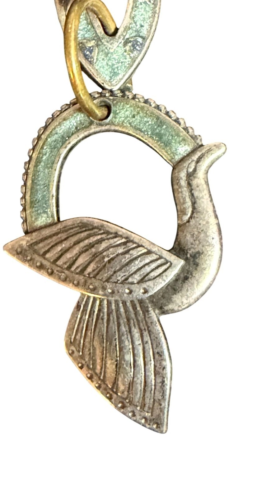 Vintage Berebi Brass & Enamel Bird Dangle Earrings With Fishhook Closure