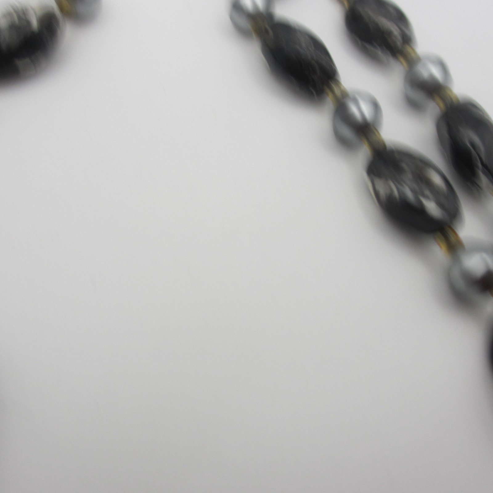 Vintage Hong Kong Necklace Beaded Black Gray Double Strand 23 Inch