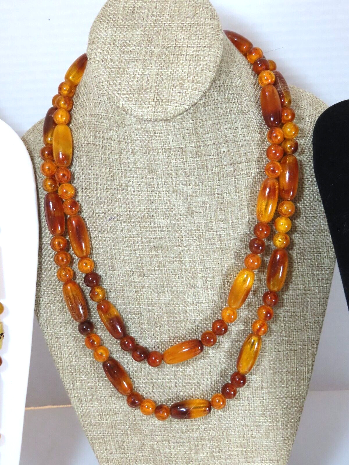 Vintage Necklace Lot Beaded Lucite + Tribal 23-26″ Yellow Butterscotch D1887