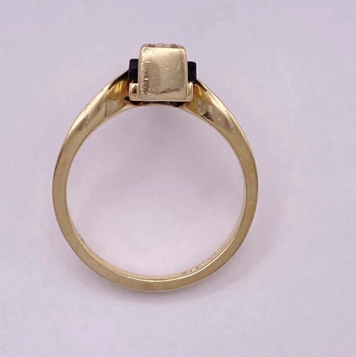 Art Deco Inspired Vintage Ring 14K Gold Onyx and Diamond