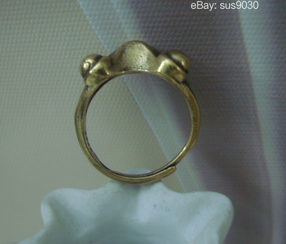 Retro Brass Frog Toad Statue Adjustable Ring US Size 6-8