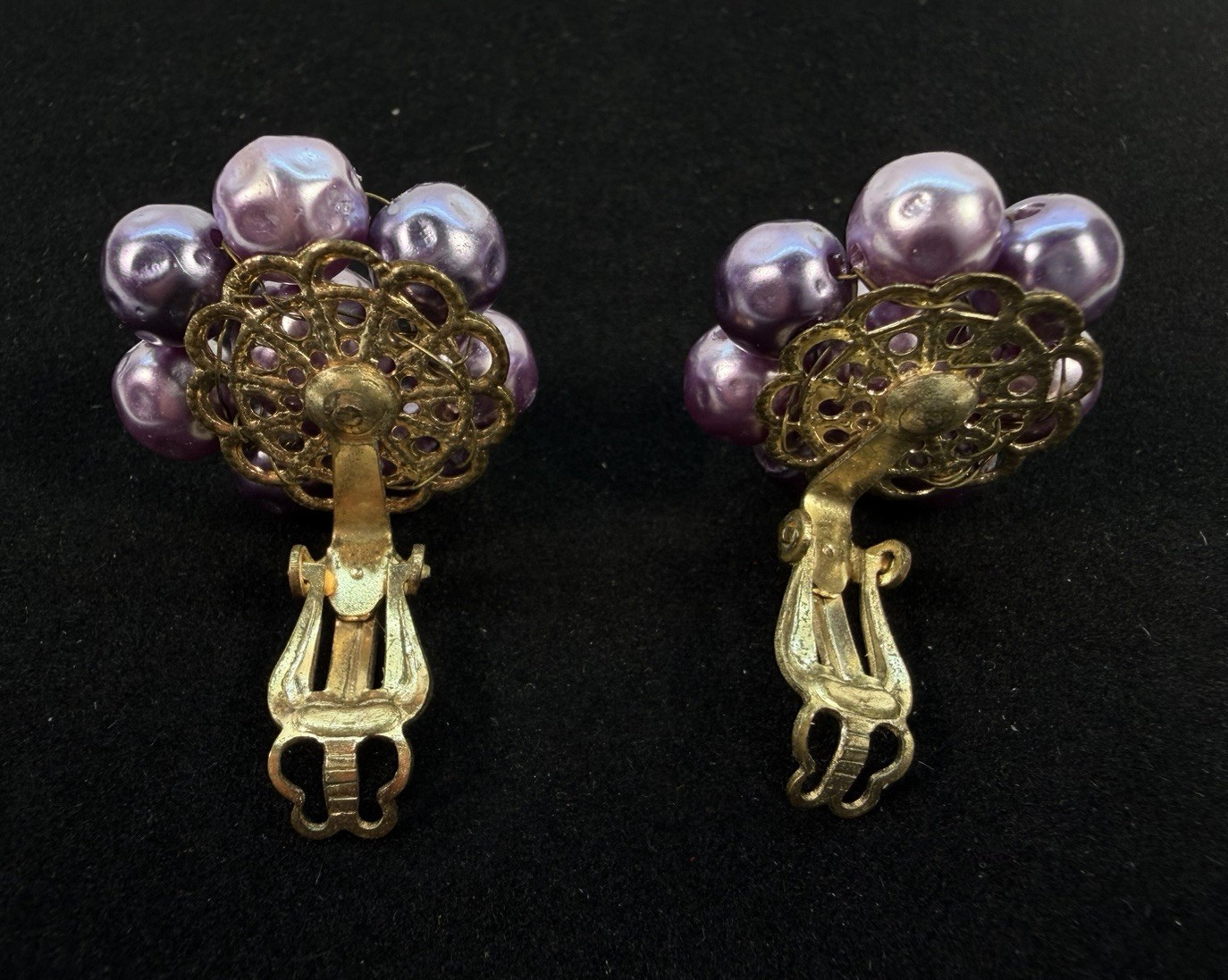 Bead Cluster Clip On Earrings Set of 3 Pairs Japan Hong Kong 1950s 1960s